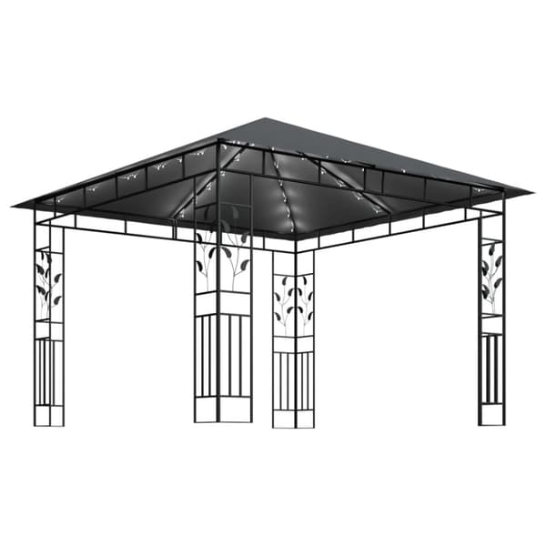 Katokset & huvimajat - Living Huvimaja hyttysverkko ja LED-valonauhat 3x3x2,73 m antrasiitti