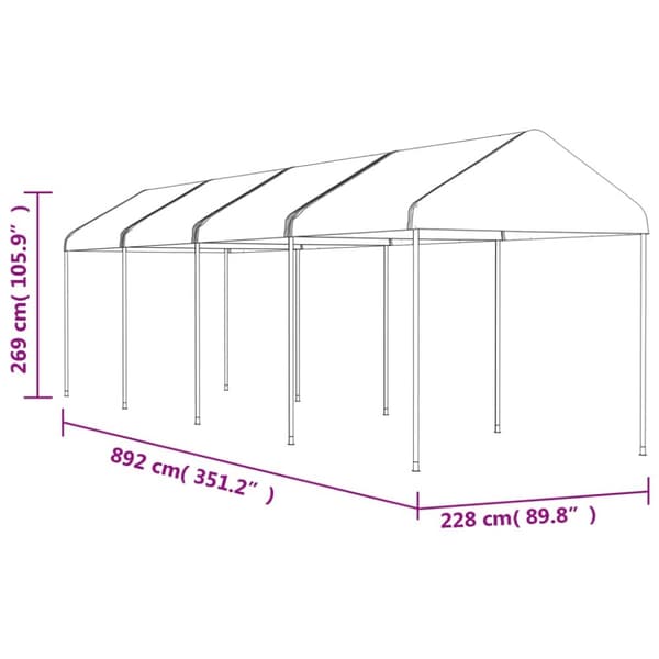 Festtelte & havepavilloner - Living pavillon med tag 8,92x2,28x2,69 m polyethylen hvid