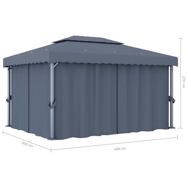 Katokset & huvimajat - Living Huvimaja verhoilla 4x3 m antrasiitti alumiini