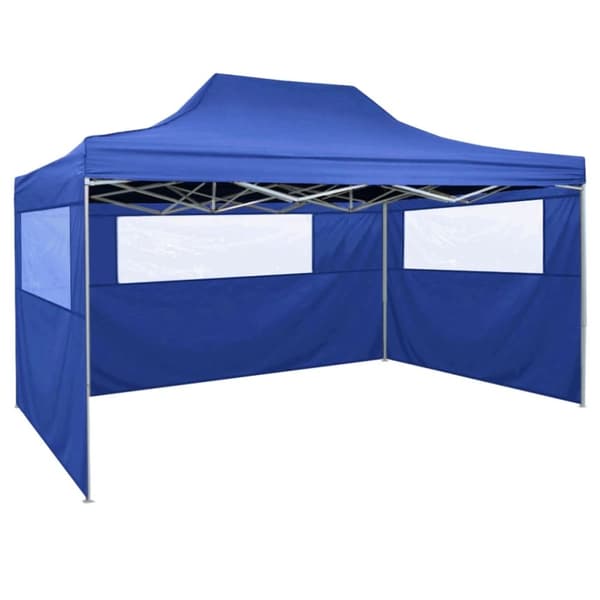 Partytält & paviljoner - Living Hopfällbart partytält med 3 sidoväggar 3x4 m stål blå