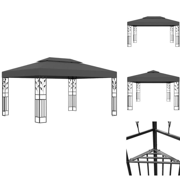 Festtelte & havepavilloner - Living pavillon med dobbelt tag 3x4 m antracitgrå