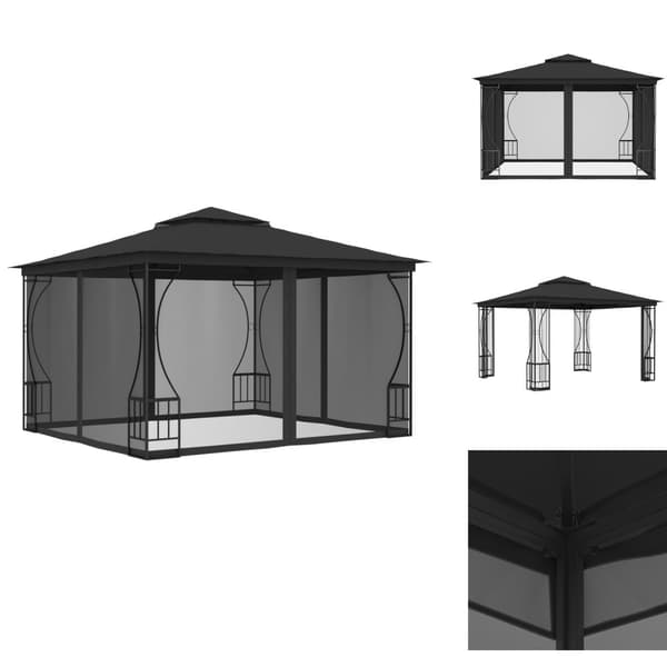 Festtelte & havepavilloner - Living pavillon med net 300x300x265 cm antracitgrå