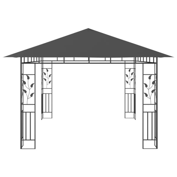 Partytält & paviljoner - Living Paviljong myggnät ljusslinga LED 4x3x2,73 m antracit 180 g/m²