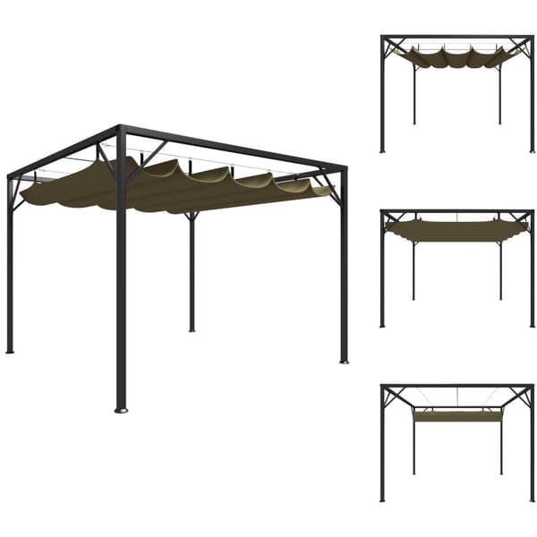 Festtelte & havepavilloner - Living havepavillon med tilbagetrækkeligt tag 3x3 m 180 g/m² gråbrun