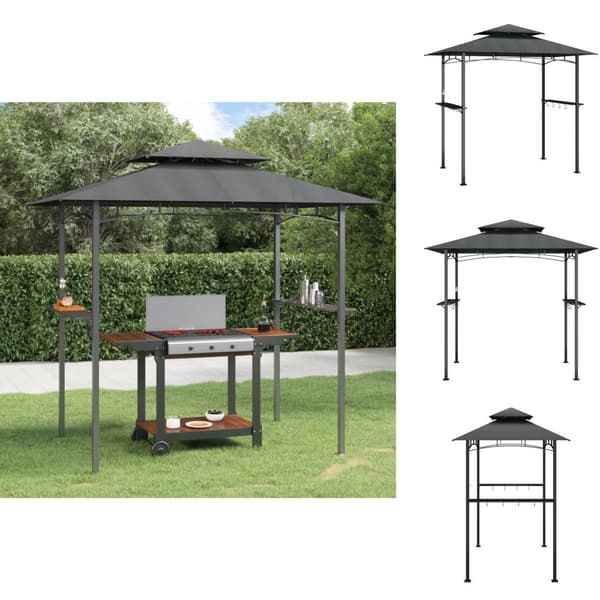Festtelte & havepavilloner - Living grillpavillon med sidehylder 240x150x243 cm stål antracitgrå