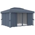 Miniatyrbillede 5 af 11: Festtelte & havepavilloner - Living pavillon med gardin og LED-lyskæder 4x3 m antracitgrå