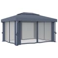 Miniatyrbillede 7 af 11: Festtelte & havepavilloner - Living pavillon med gardin og LED-lyskæder 4x3 m antracitgrå