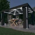 Miniatyrbillede 2 af 11: Festtelte & havepavilloner - Living pavillon med gardin og LED-lyskæder 4x3 m antracitgrå