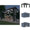 Miniatyrbillede 1 af 11: Festtelte & havepavilloner - Living pavillon med gardin og LED-lyskæder 4x3 m antracitgrå