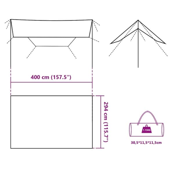 vidaXL Campingpresenning blå 400x294 cm vanntett