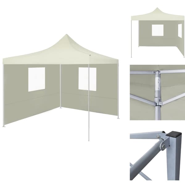 Partytält & paviljoner - Living Hopfällbart tält med 2 väggar 3x3 m gräddvit
