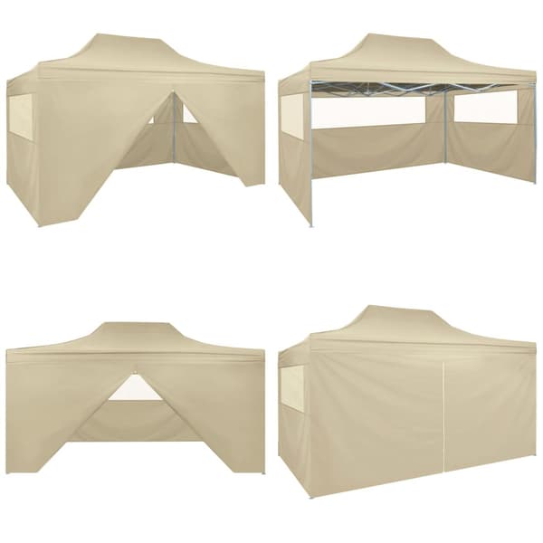 Foldbart pop-up telt med 4 sidevægge 3 x 4,5 m cremehvid - Pavillontelt - Pavillontelte - Home & Living