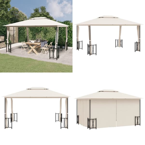Pavillon med sidevægge og dobbelttag 3x4 m cremefarvet - Pavillon - Pavilloner - Home & Living