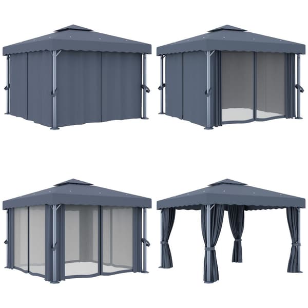 Paviljong med draperi 3x3 m antracit aluminium - Paviljong - Paviljonger - Home & Living
