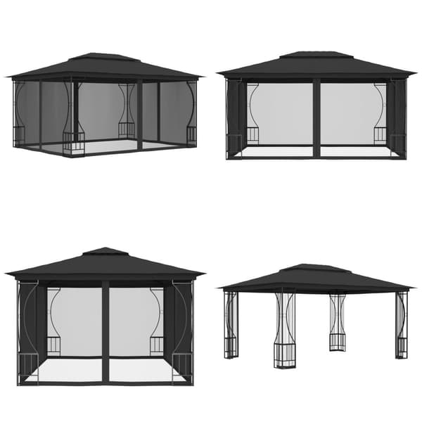 Pavillon med net 300x400x265 cm antracitgrå - Lysthus - Lysthuse - Home & Living