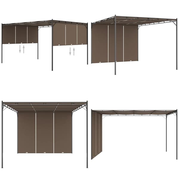 Havepavillon med sidegardin 4x3x2,25 m gråbrun - Markise - Markiser - Home & Living