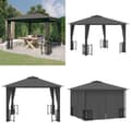 Miniatyrbild 1 av 7: Paviljong med draperier och dubbelt tak 3x3 m antracit - Paviljong - Paviljonger - Home & Living