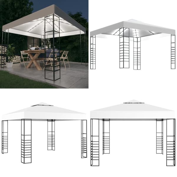Havepavillon med LED-lyskæder 3x3 m hvid - Pavillon - Pavilloner - Home & Living