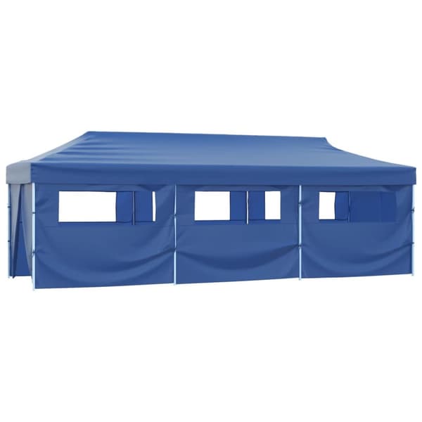 Pop-Up hopfällbart partytält med 8 sidoväggar blå 3x9 m - Partytält - Festtält - Home & Living