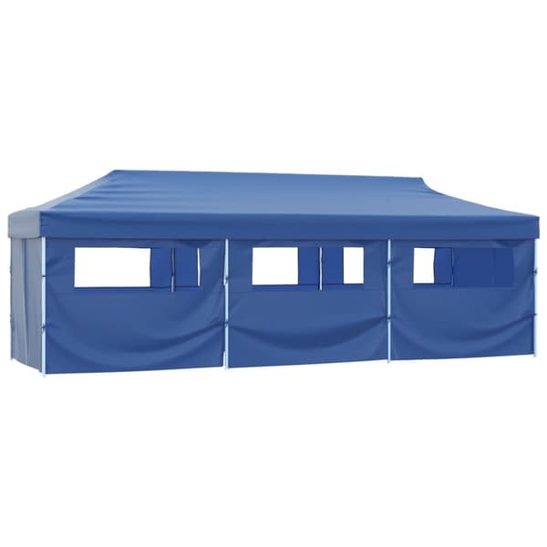 Pop-Up hopfällbart partytält med 8 sidoväggar blå 3x9 m - Partytält - Festtält - Home & Living