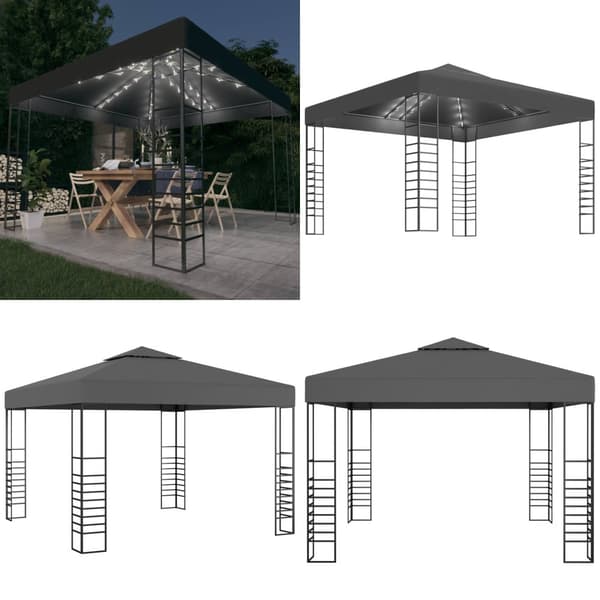 Havepavillon med LED-lyskæder 3x3 m antracitgrå - Pavillon - Pavilloner - Home & Living