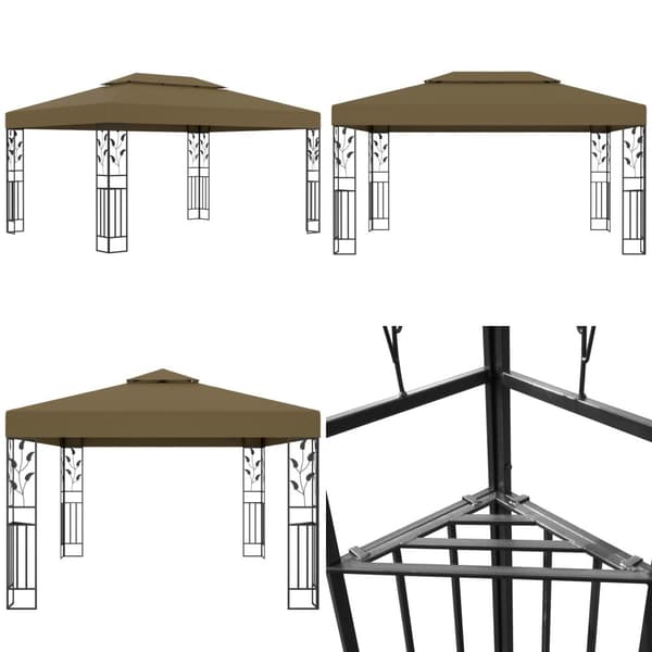Paviljong dubbla tak 3x4 m taupe 180 g/m² - Paviljong - Paviljonger - Home & Living