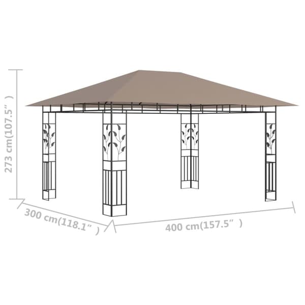 Pavillon med myggenet 4x3x2,73 m 180 g/m² gråbrun - Pavillon - Pavilloner - Home & Living