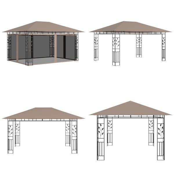 Pavillon med myggenet 4x3x2,73 m 180 g/m² gråbrun - Pavillon - Pavilloner - Home & Living