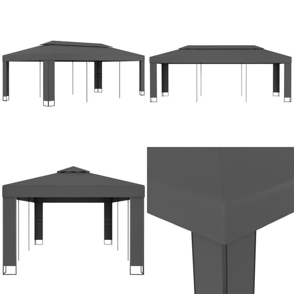 Paviljong med dubbeltak 3x6 m antracit - Partytält - Festtält - Home & Living