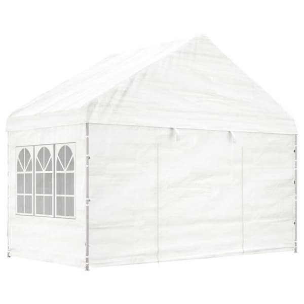 Pavillon med tag 6,69x4,08x3,22 m polyethylen hvid - Pavillon - Pavilloner - Home & Living
