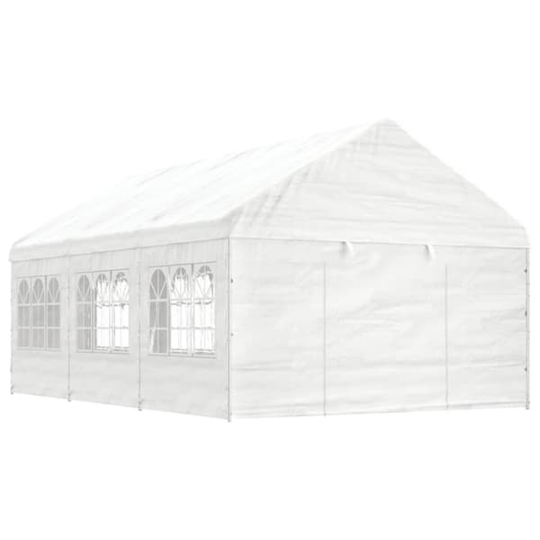 Pavillon med tag 6,69x4,08x3,22 m polyethylen hvid - Pavillon - Pavilloner - Home & Living