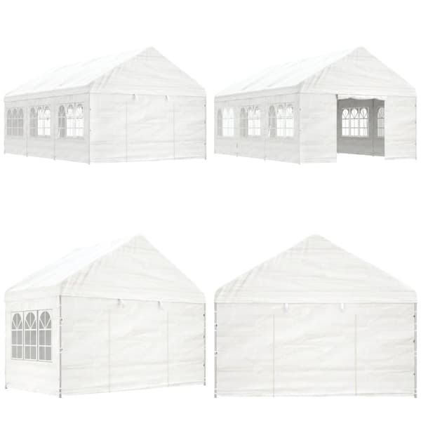 Pavillon med tag 6,69x4,08x3,22 m polyethylen hvid - Pavillon - Pavilloner - Home & Living