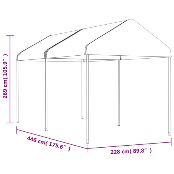 Pavillon med tag 4,46x2,28x2,69 m polyethylen hvid - Pavillon - Pavilloner - Home & Living