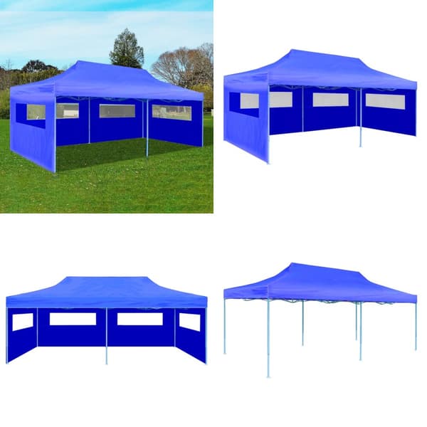 Foldbart pop-up-festtelt 3 x 6 m blå - Lysthus - Lysthuse - Home & Living