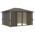 Miniatyrbillede 6 af 11: Pavillon med gardin + LED-lyskæde 400x300 cm aluminium gråbrun - Pavillon - Pavilloner - Home & Living