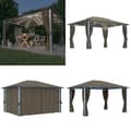 Miniatyrbillede 1 af 11: Pavillon med gardin + LED-lyskæde 400x300 cm aluminium gråbrun - Pavillon - Pavilloner - Home & Living