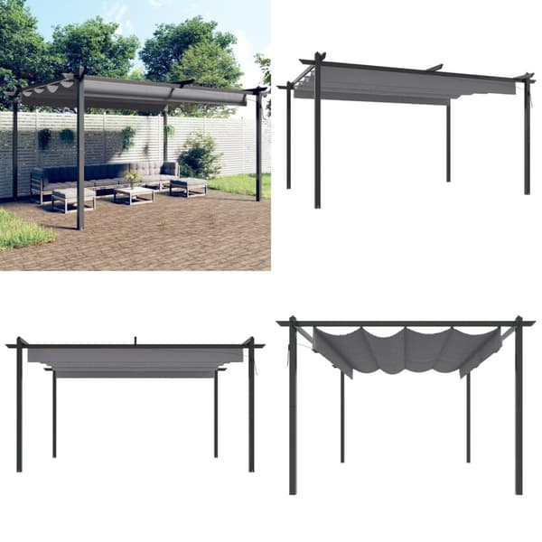 Paviljong med infällbart tak 4x3 m antracit - Paviljong - Paviljonger - Home & Living