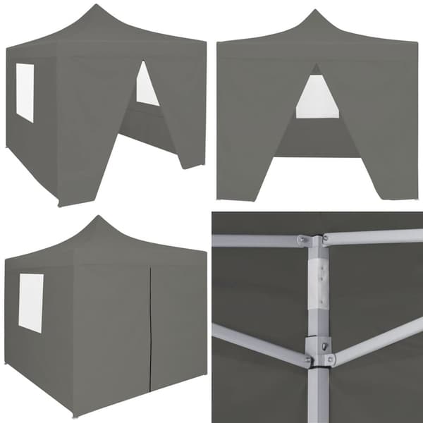 Hopfällbart partytält med 4 sidoväggar 2x2 m stål antracit - Partytält - Festtält - Home & Living