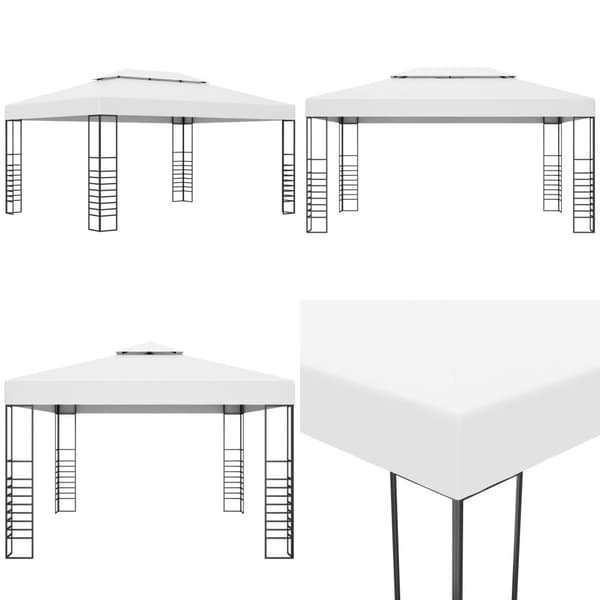 Havepavillon 4x3x2,7 m pulverlakeret stål hvid - Havepavillon - Havepavilloner - Home & Living