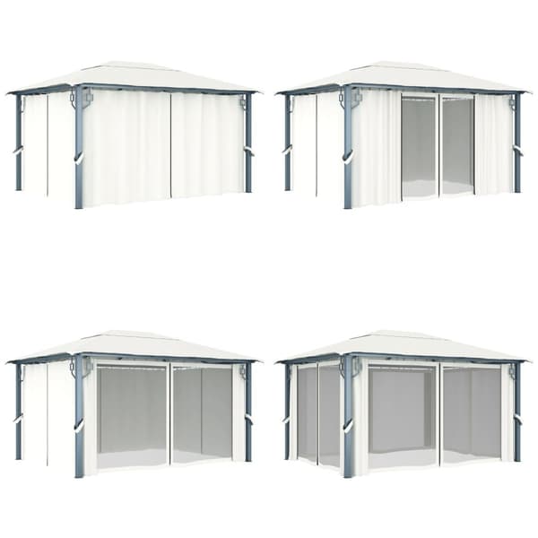 Havepavillon med gardin 400x300 cm aluminium cremefarvet - Pavillon - Pavilloner - Home & Living