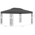Miniatyrbillede 11 af 11: Pavillon med dobbelt tag og LED-lyskæder 3x4 m antracitgrå - Pavillon - Pavilloner - Home & Living