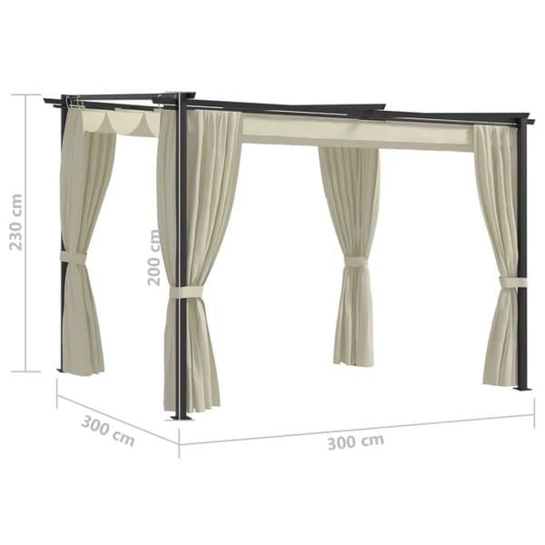 Paviljong med draperi 3x3 m gräddvit stål - Paviljong - Paviljonger - Home & Living