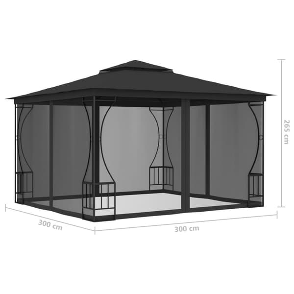 Pavillon med net 300x300x265 cm antracitgrå - Lysthus - Lysthuse - Home & Living