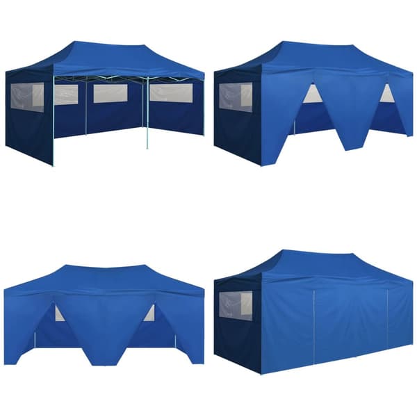 Foldbart festtelt med 4 sidevægge 3 x 6 m stål blå - Festtelt - Festtelte - Home & Living