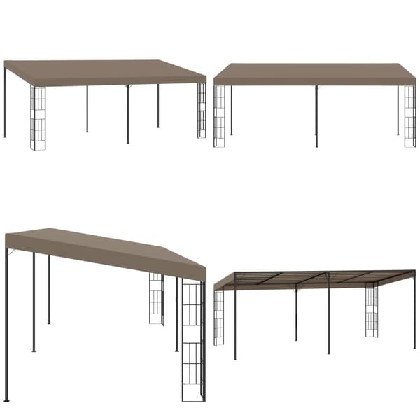 Vægmonteret pavillon 6x3 m stof gråbrun - Væghængt Pavillon - Væghængte Pavilloner - Home & Living