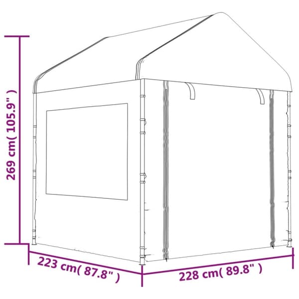 Pavillon med tag 8,92x2,28x2,69 m polyethylen hvid - Pavillon - Pavilloner - Home & Living