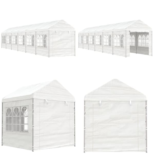 Pavillon med tag 13,38x2,28x2,69 m polyethylen hvid - Pavillon - Pavilloner - Home & Living