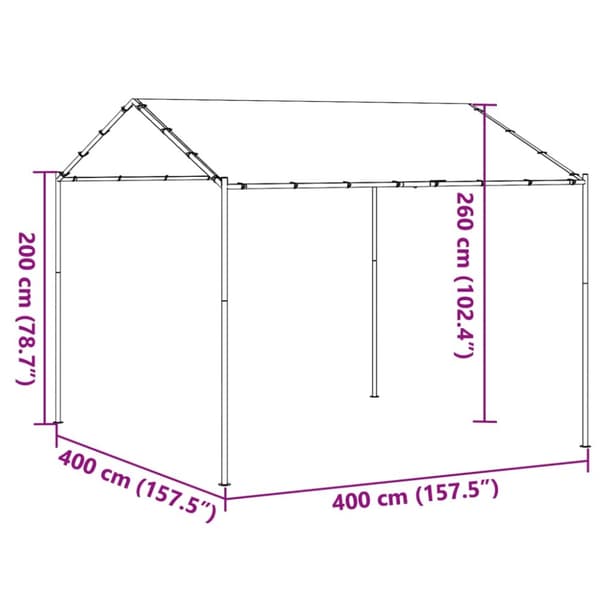 Paviljong beige 4x4 m stål och tyg - Tält - Trädgårdstält - Home & Living