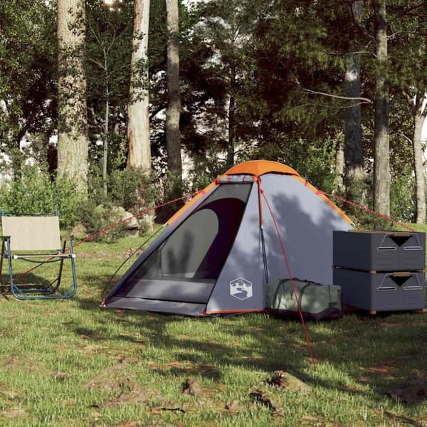vidaXL Kuppeltelt for camping 2 personer grå og oransje vanntett