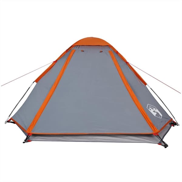 vidaXL Kuppeltelt for camping 2 personer grå og oransje vanntett